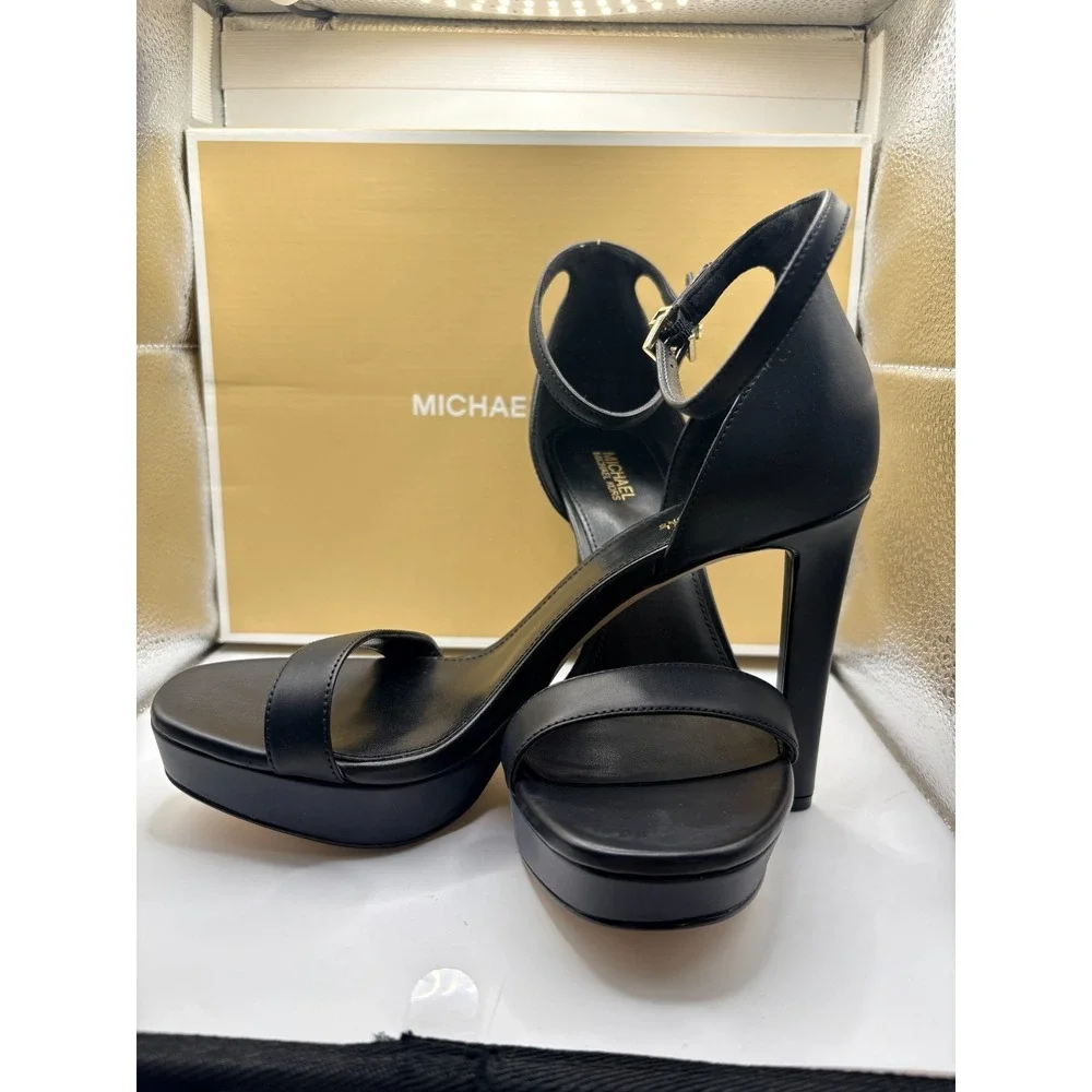 Michael Kors Margot Platform Faux Leather Black Sz 7M